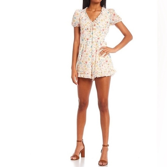 City Vibe
Floral Print Short Sleeve Ruffle Flounce Hem Romper - Picture 1 of 6